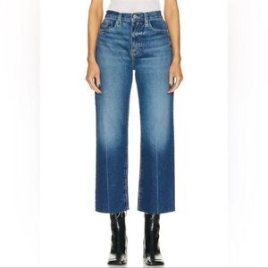 FRAME Le Jane Crop Jeans in Mariner Clean Sz 29 Frayed Hem Distressed High Rise